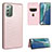 Leather Case Stands Flip Cover Holder L02Z for Samsung Galaxy Note 20 5G Rose Gold