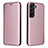 Leather Case Stands Flip Cover Holder L02Z for Samsung Galaxy S21 Plus 5G Rose Gold