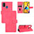 Leather Case Stands Flip Cover Holder L03Z for Samsung Galaxy M21 Hot Pink