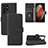 Leather Case Stands Flip Cover Holder L04Z for Samsung Galaxy S22 Ultra 5G Black