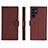Leather Case Stands Flip Cover Holder L06 for Samsung Galaxy S21 Ultra 5G Red Wine