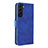 Leather Case Stands Flip Cover Holder L06Z for Samsung Galaxy S21 5G Blue