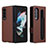 Leather Case Stands Flip Cover Holder L15Z for Samsung Galaxy Z Fold4 5G Brown