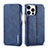 Leather Case Stands Flip Cover Holder LC1 for Apple iPhone 13 Pro Blue