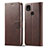Leather Case Stands Flip Cover Holder LC1 for Xiaomi Redmi 10A 4G Brown