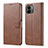 Leather Case Stands Flip Cover Holder LC1 for Xiaomi Redmi A2 Plus Brown