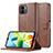 Leather Case Stands Flip Cover Holder LC2 for Xiaomi Redmi A2 Plus Brown