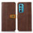 Leather Case Stands Flip Cover Holder M01L for Motorola Moto Edge 30 5G Brown