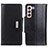 Leather Case Stands Flip Cover Holder M01L for Samsung Galaxy S22 5G Black
