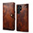 Leather Case Stands Flip Cover Holder M01T for Samsung Galaxy S21 Ultra 5G Brown