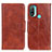 Leather Case Stands Flip Cover Holder M02L for Motorola Moto E20 Brown