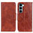 Leather Case Stands Flip Cover Holder M02L for Motorola Moto Edge S30 5G Brown