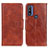 Leather Case Stands Flip Cover Holder M02L for Motorola Moto G Pure Brown