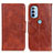 Leather Case Stands Flip Cover Holder M02L for Motorola Moto G41 Brown