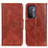 Leather Case Stands Flip Cover Holder M02L for OnePlus Nord N200 5G Brown