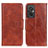 Leather Case Stands Flip Cover Holder M02L for Xiaomi Redmi 11 Prime 4G Brown