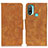 Leather Case Stands Flip Cover Holder M03L for Motorola Moto E20 Khaki