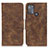 Leather Case Stands Flip Cover Holder M03L for Motorola Moto G50 Brown