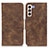 Leather Case Stands Flip Cover Holder M03L for Samsung Galaxy S22 Plus 5G Brown