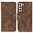 Leather Case Stands Flip Cover Holder M03L for Samsung Galaxy S23 5G Brown