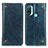 Leather Case Stands Flip Cover Holder M04L for Motorola Moto E20 Blue