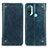 Leather Case Stands Flip Cover Holder M04L for Motorola Moto E30 Blue