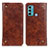 Leather Case Stands Flip Cover Holder M04L for Motorola Moto G60 Brown