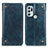 Leather Case Stands Flip Cover Holder M04L for Motorola Moto G60s Blue