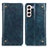 Leather Case Stands Flip Cover Holder M04L for Samsung Galaxy S21 5G Blue