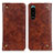 Leather Case Stands Flip Cover Holder M04L for Sony Xperia 5 III Brown