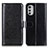 Leather Case Stands Flip Cover Holder M05L for Motorola Moto E32 Black