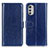 Leather Case Stands Flip Cover Holder M05L for Motorola Moto E32 Blue