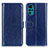 Leather Case Stands Flip Cover Holder M05L for Motorola Moto G22 Blue