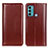 Leather Case Stands Flip Cover Holder M05L for Motorola Moto G40 Fusion Brown