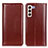Leather Case Stands Flip Cover Holder M05L for Samsung Galaxy S21 5G Brown