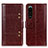 Leather Case Stands Flip Cover Holder M06L for Sony Xperia 5 III Brown