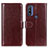 Leather Case Stands Flip Cover Holder M07L for Motorola Moto G Pure Brown
