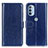 Leather Case Stands Flip Cover Holder M07L for Motorola Moto G41 Blue