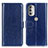 Leather Case Stands Flip Cover Holder M07L for Motorola Moto G51 5G Blue