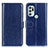 Leather Case Stands Flip Cover Holder M07L for Motorola Moto G60s Blue