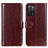 Leather Case Stands Flip Cover Holder M07L for Oppo A53s 5G Brown