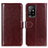 Leather Case Stands Flip Cover Holder M07L for Oppo F19 Pro+ Plus 5G Brown