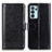 Leather Case Stands Flip Cover Holder M07L for Oppo Reno6 Pro 5G India Black