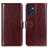 Leather Case Stands Flip Cover Holder M07L for Oppo Reno7 5G Brown