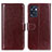 Leather Case Stands Flip Cover Holder M07L for Oppo Reno7 SE 5G Brown