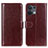 Leather Case Stands Flip Cover Holder M07L for Oppo Reno8 5G Brown