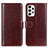 Leather Case Stands Flip Cover Holder M07L for Samsung Galaxy A23 5G Brown