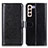 Leather Case Stands Flip Cover Holder M07L for Samsung Galaxy S21 5G Black