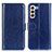 Leather Case Stands Flip Cover Holder M07L for Samsung Galaxy S21 5G Blue