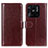 Leather Case Stands Flip Cover Holder M07L for Xiaomi Redmi 10 Power Brown